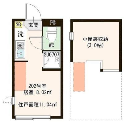 ハーモニーテラス南馬込 202｜東京都大田区南馬込１丁目(賃貸アパート1R・2階・11.04㎡)の写真 その2