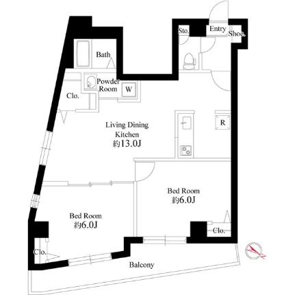 ルミナス西日暮里 0701｜東京都荒川区西日暮里１丁目(賃貸マンション2LDK・7階・52.54㎡)の写真 その2