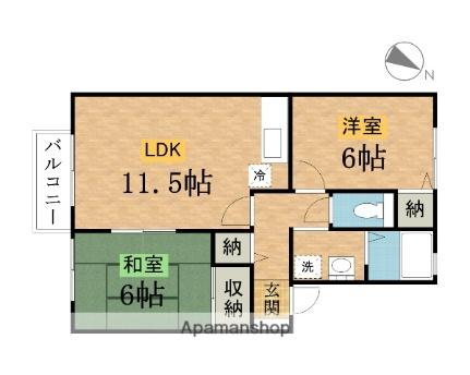 シジエームＫ2 102 ｜ 東京都八王子市元八王子町２丁目（賃貸アパート2LDK・1階・53.48㎡） その2