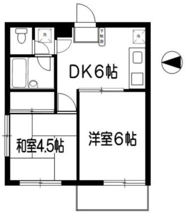 武蔵ハイツI 106｜東京都調布市国領町１丁目(賃貸マンション2DK・1階・34.02㎡)の写真 その2