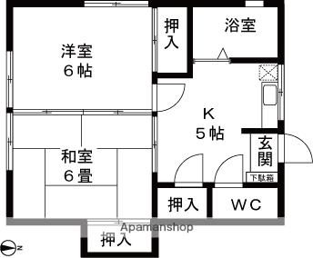 第2江口アパート 102｜新潟県長岡市今朝白２丁目(賃貸アパート2K・1階・40.50㎡)の写真 その2