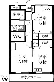 ロイヤルプレース 103｜新潟県長岡市蓮潟１丁目(賃貸マンション2DK・1階・51.30㎡)の写真 その2