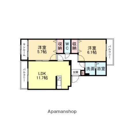 グランシャリオ（Ｙ＆Ｍ） 403 ｜ 富山県富山市下堀（賃貸マンション2LDK・4階・60.45㎡） その2