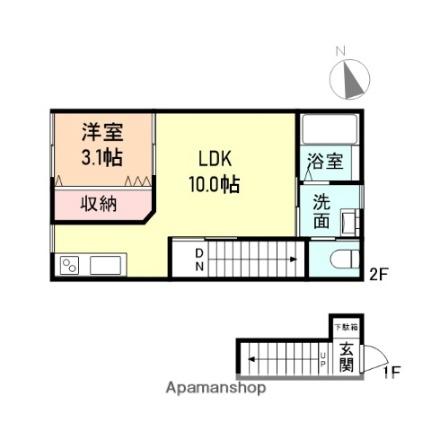 Ｐｕｒｅｔｅ’ 206｜富山県富山市秋吉新町(賃貸アパート1LDK・2階・36.07㎡)の写真 その2