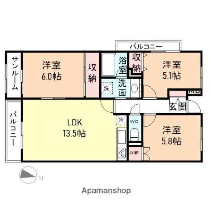 富山県高岡市駅南３丁目（賃貸マンション3LDK・2階・68.50㎡） その2