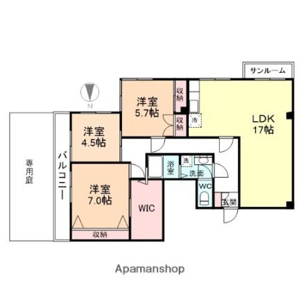 ライト　クローバー 105｜富山県富山市四ツ葉町(賃貸マンション3LDK・1階・88.92㎡)の写真 その2