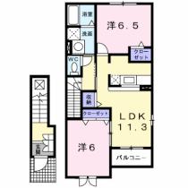 サンリット　ヒル　I 205 ｜ 福井県坂井市三国町錦２丁目（賃貸アパート2LDK・2階・57.62㎡） その2