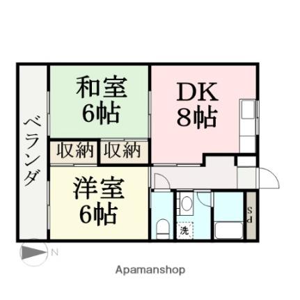 レジデンス山口 302｜福井県福井市板垣３丁目(賃貸マンション2DK・3階・51.03㎡)の写真 その2