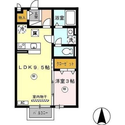 メゾンレーヴみのり　Ａ棟 103｜福井県福井市みのり１丁目(賃貸アパート1LDK・1階・33.39㎡)の写真 その2