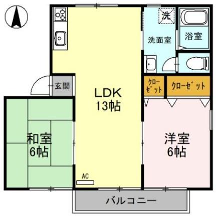 ベルシアＨ　I棟 202 ｜ 福井県敦賀市古田刈（賃貸アパート2LDK・2階・53.82㎡） その2