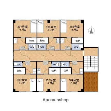 エスコート松本 306 ｜ 福井県福井市松本４丁目（賃貸マンション1K・3階・18.90㎡） その2