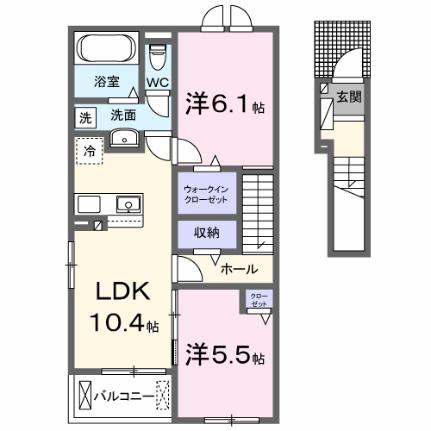 アンビション 204｜山梨県甲府市山宮町(賃貸アパート2LDK・2階・56.12㎡)の写真 その2