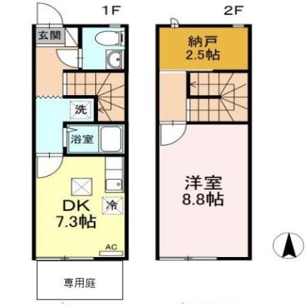 エスポワール・Ｎ　Ｂ 102｜山梨県中央市下河東(賃貸テラスハウス1DK・1階・43.33㎡)の写真 その2