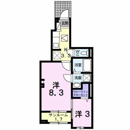 チェリーブロッサム 102｜山梨県南アルプス市在家塚(賃貸アパート2K・1階・36.96㎡)の写真 その2