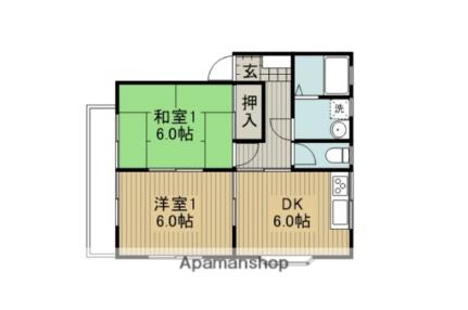 沖田ヤマキコーポ 202｜長野県諏訪市沖田町２丁目(賃貸アパート2DK・2階・43.75㎡)の写真 その2