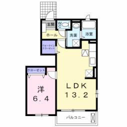 ラシーヌ花みずきＢ 1階1LDKの間取り