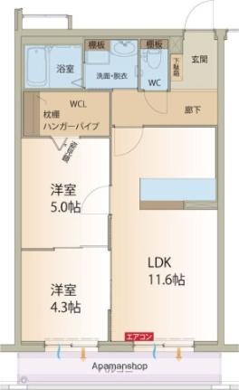 Ｗａｉｌｅａ　Ｃｏｕｒｔ 203｜岐阜県可児市下切(賃貸マンション2LDK・2階・50.16㎡)の写真 その2