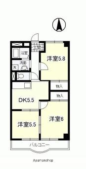 Ｏａｓｉｓ　Ｍａｋｉｎｏ 301｜岐阜県美濃加茂市牧野(賃貸マンション3DK・3階・51.03㎡)の写真 その2