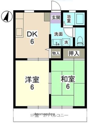 岐阜県可児市今渡(賃貸マンション2DK・2階・41.00㎡)の写真 その2