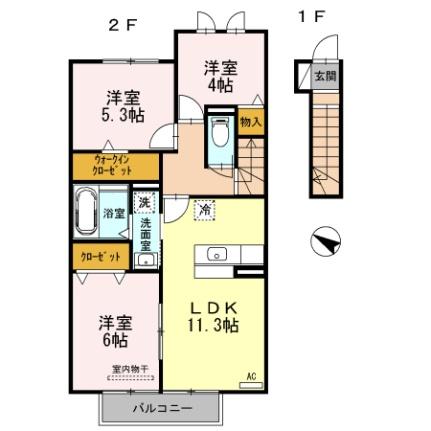 ヴィラ　サンリット　I 205 ｜ 静岡県富士宮市淀平町（賃貸アパート3LDK・2階・66.56㎡） その2