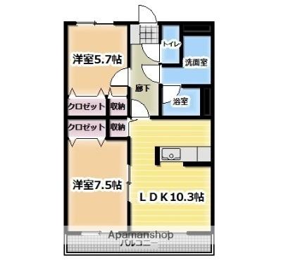 イーストン 302｜静岡県富士市横割１丁目(賃貸マンション2LDK・3階・58.76㎡)の写真 その2