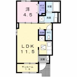 フォレスト　フィールド香貫 1階1LDKの間取り