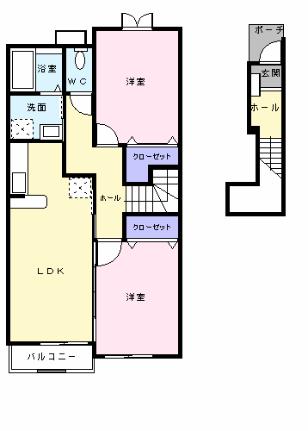 コーポ芹沢II 201 ｜ 静岡県御殿場市中畑（賃貸アパート2LDK・2階・57.22㎡） その2