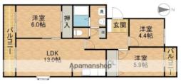 JR東海道本線 浜松駅 バス21分 東彦尾下車 徒歩4分の賃貸マンション 2階3LDKの間取り