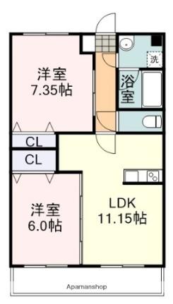 グランメゾンノス・リオ 205｜静岡県静岡市葵区北安東２丁目(賃貸マンション2LDK・2階・56.25㎡)の写真 その2