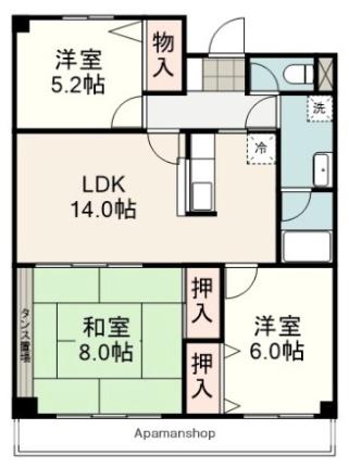 グランシャリオ 507｜静岡県静岡市駿河区敷地２丁目(賃貸マンション3LDK・5階・68.52㎡)の写真 その2