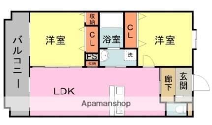 ヴィラアストレ 206｜静岡県静岡市葵区竜南１丁目(賃貸マンション2LDK・2階・58.56㎡)の写真 その2