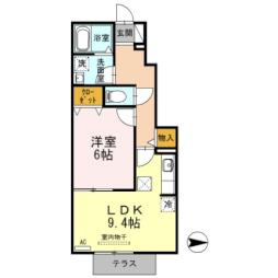 名鉄津島線 七宝駅 3.2kmの賃貸アパート 1階1LDKの間取り