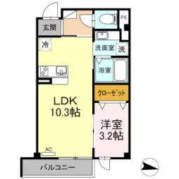 名古屋市営名城線 西高蔵駅 徒歩5分の賃貸マンション 2階1LDKの間取り