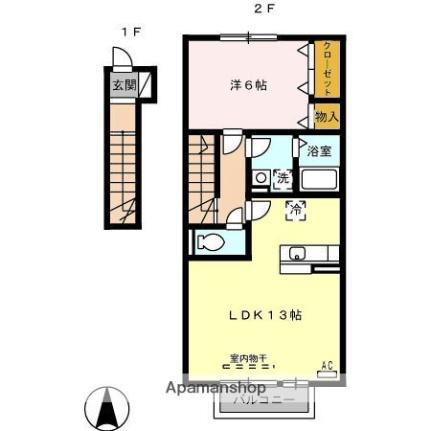 愛知県名古屋市名東区猪子石２丁目(賃貸アパート1LDK・2階・49.96㎡)の写真 その2