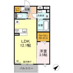 名鉄名古屋本線 牛田駅 徒歩3分の賃貸アパート 3階1LDKの間取り