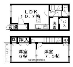 Ｍｅｌｏｄｙ 1階2LDKの間取り