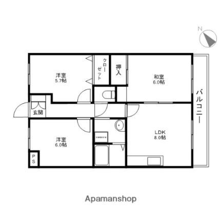 滋賀県彦根市南川瀬町(賃貸マンション3LDK・1階・60.48㎡)の写真 その2