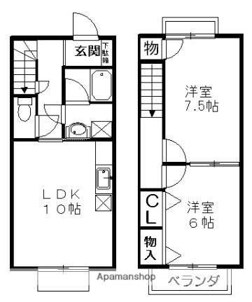 滋賀県長浜市宮司町(賃貸アパート2LDK・1階・59.62㎡)の写真 その2