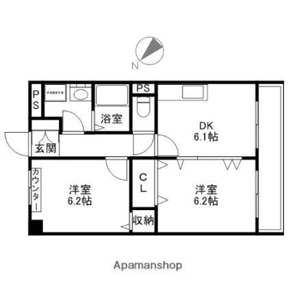 滋賀県彦根市高宮町(賃貸マンション2DK・2階・44.80㎡)の写真 その2