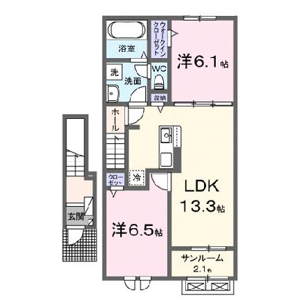 プロローグ新旭 204｜滋賀県高島市新旭町旭(賃貸アパート2LDK・2階・63.03㎡)の写真 その2