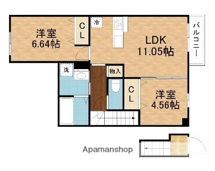 フラン瀬田　Ａ棟 202｜滋賀県大津市大萱５丁目(賃貸アパート2LDK・2階・59.30㎡)の写真 その2