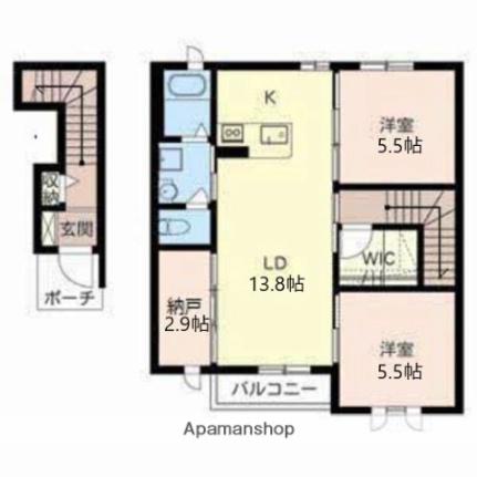 シャーメゾンフィオリータ 213｜滋賀県彦根市芹川町(賃貸アパート2SLDK・2階・66.71㎡)の写真 その2