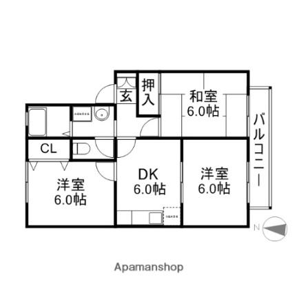 サニースクエア 201｜滋賀県長浜市平方南町(賃貸アパート3DK・2階・54.00㎡)の写真 その2