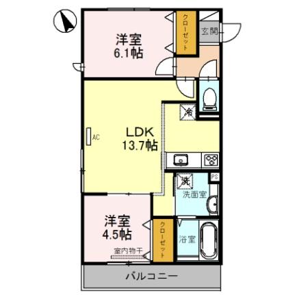 フロイデプラッツ 307｜滋賀県守山市古高町(賃貸アパート2LDK・3階・55.33㎡)の写真 その2