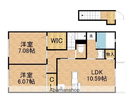 フラン瀬田　Ａ棟 203｜滋賀県大津市大萱５丁目(賃貸アパート2LDK・2階・64.15㎡)の写真 その2