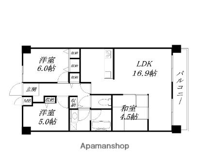 パサージュ彦根 708｜滋賀県彦根市外町(賃貸マンション3LDK・7階・68.67㎡)の写真 その2