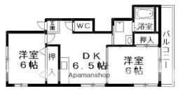 ユウユウハイツ 2階2DKの間取り