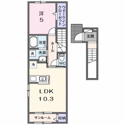 Ｓｕｎｎｙ 205｜滋賀県彦根市後三条町(賃貸アパート1LDK・2階・44.28㎡)の写真 その2