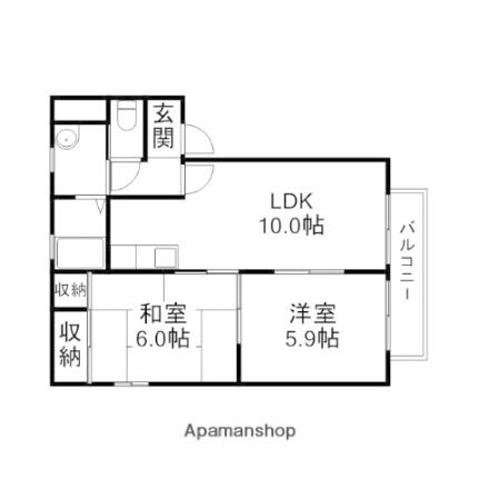 ムーンハイツ 105｜滋賀県長浜市新庄寺町(賃貸アパート2LDK・1階・50.04㎡)の写真 その2