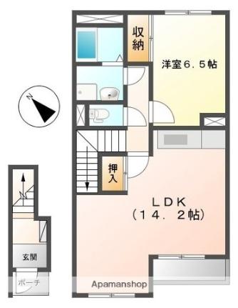 スターテラス22 B206 ｜ 滋賀県愛知郡愛荘町野々目（賃貸アパート1LDK・1階・50.48㎡） その2